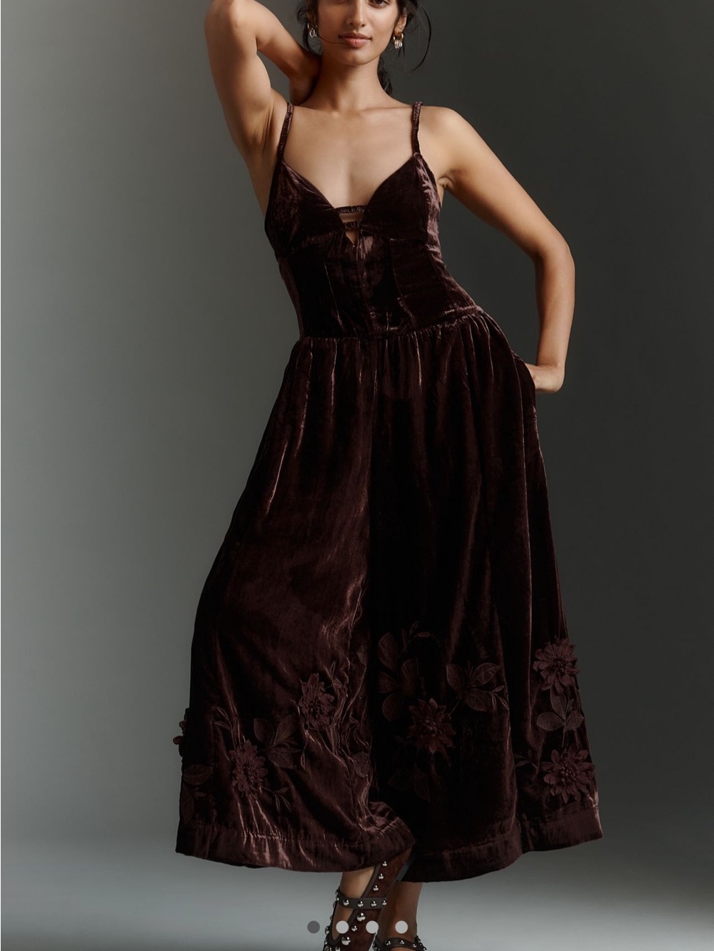NWT Anthropologie velvet jumpsuit 3D